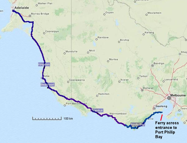 adelaide to Melbourne coast route