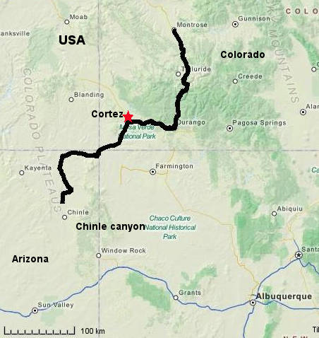 chinle canyon to Montrose map