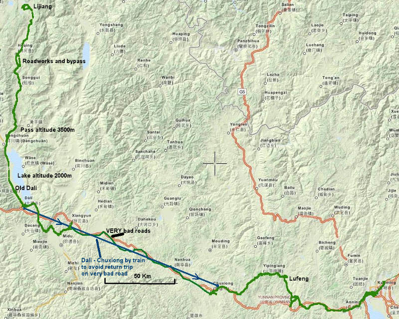 kunming lijiang route map
