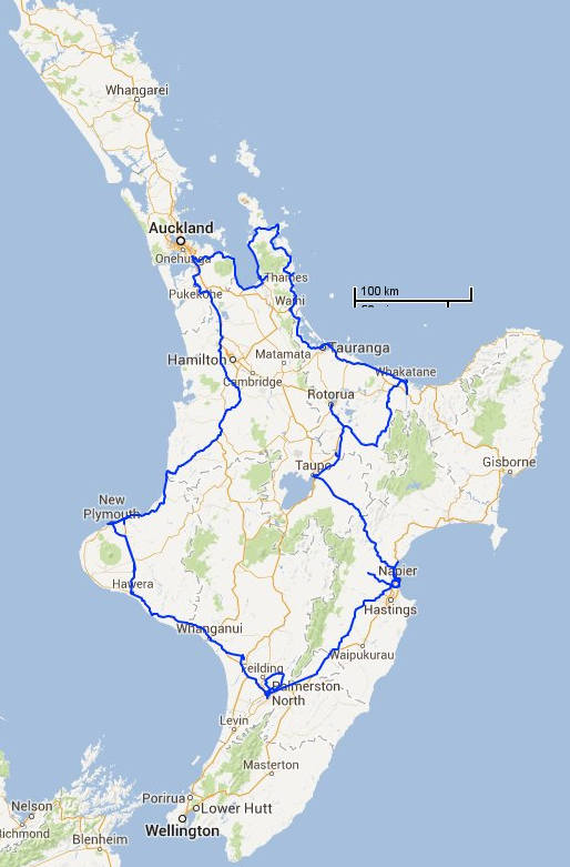 route map north island NZ