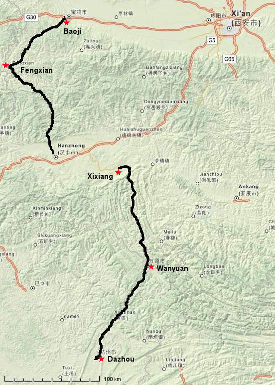 Xian route maps, china