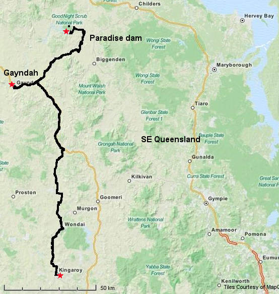 Kingaroy to Gayndah route map