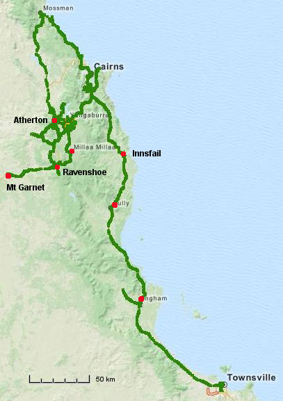townsville to cairns route map