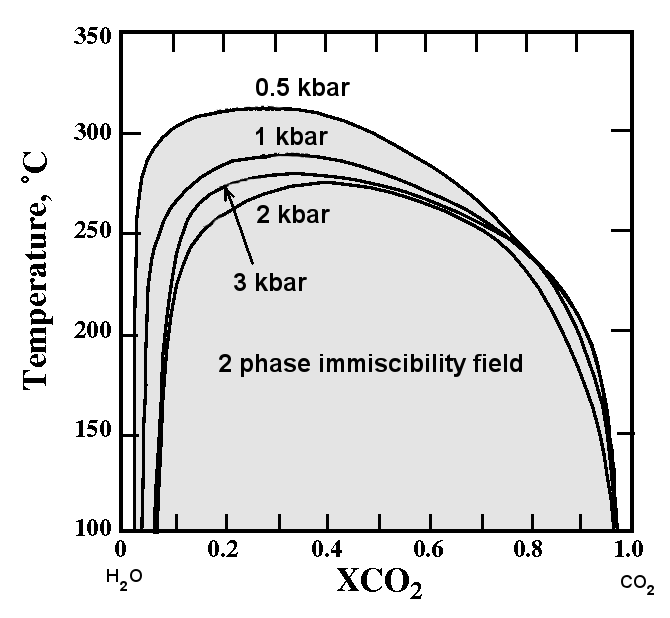 P-T-XCO2 phase diagram
