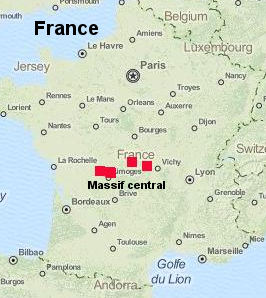 massif central within france location