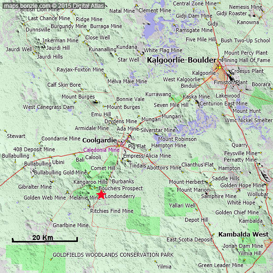 londonderry pegmatite location map